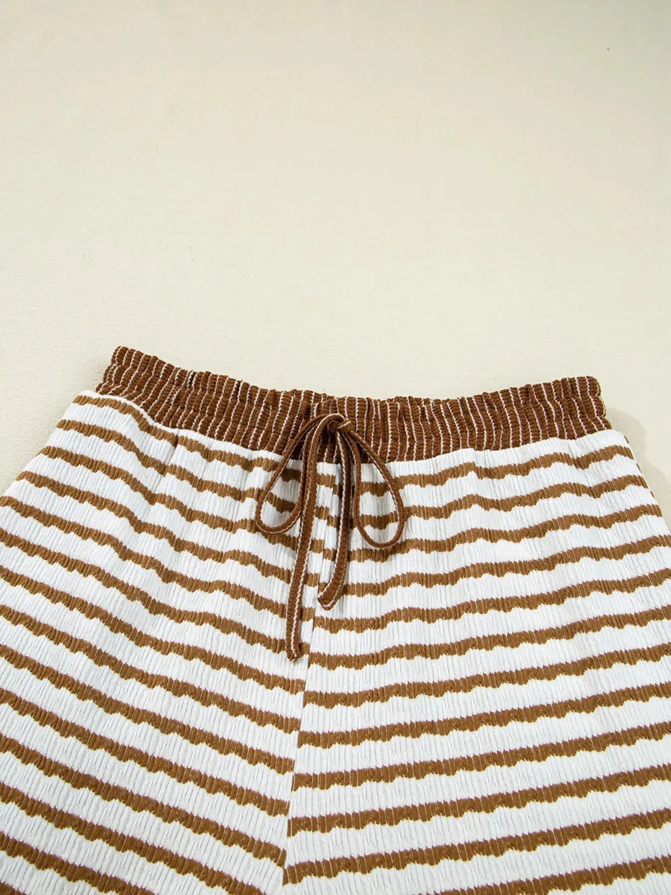 Stripe Collared Top and Drawstring Pant Set