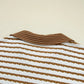 Stripe Collared Top and Drawstring Pant Set