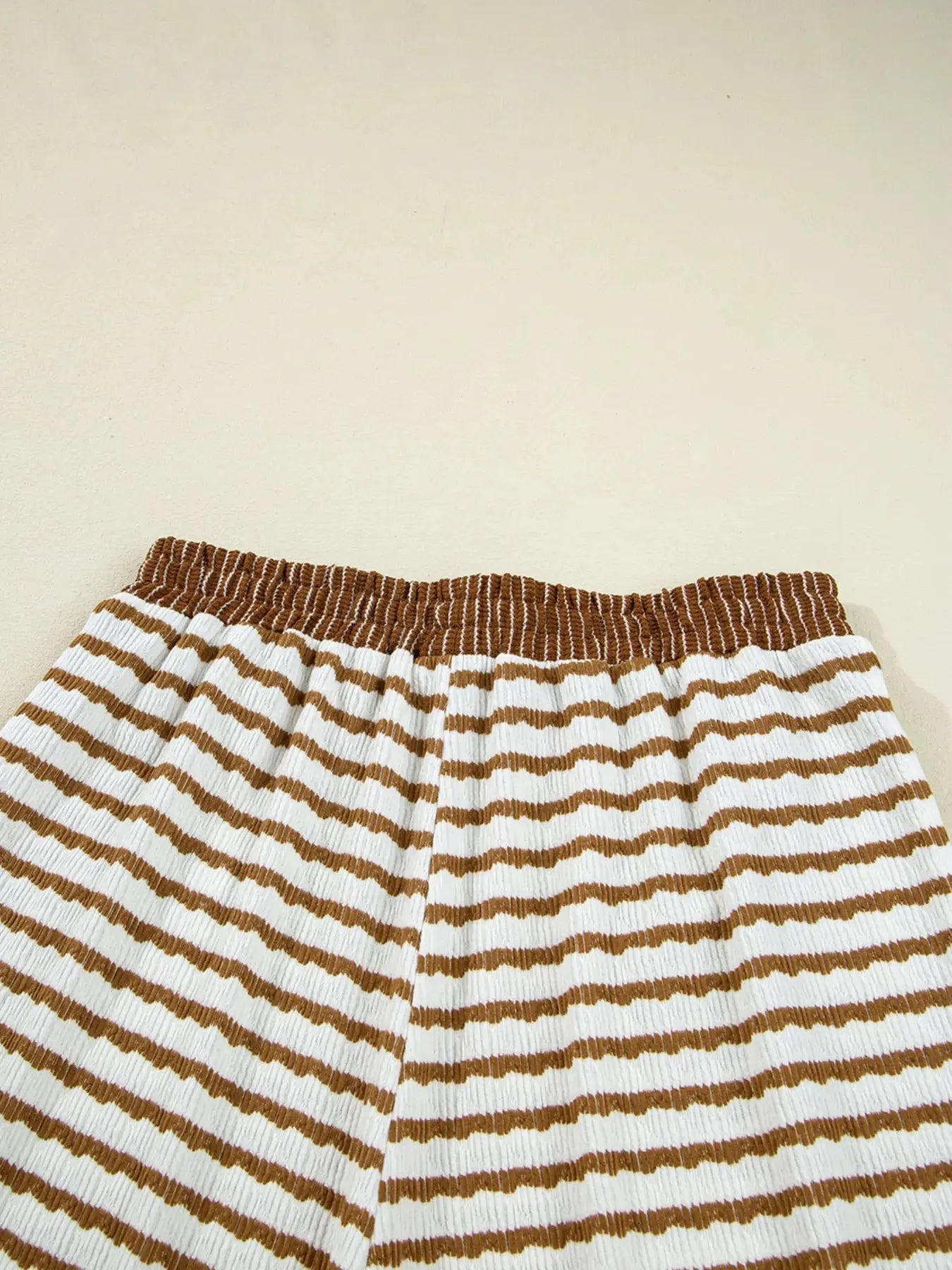 Stripe Collared Top and Drawstring Pant Set