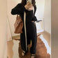 Women's Black Long Cardigan Knitted Dress