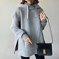 Women's Loose Slimming Hooded Solid Color Side Zipper Sweater