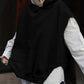 Women's Solid Color Style Loose Sleeveless Hooded Jacket Sweater