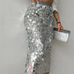 Women's Versatile Solid Color Fashionable Sequin Skirt