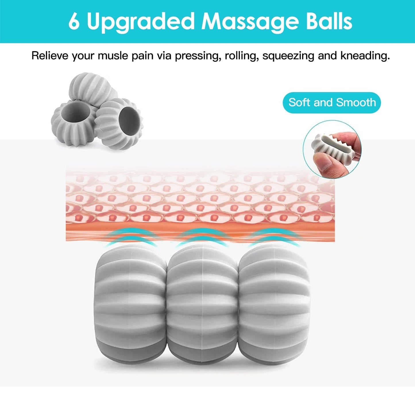 360° Rotatable Neck Roller Massager – 6-Ball Pain Relief
