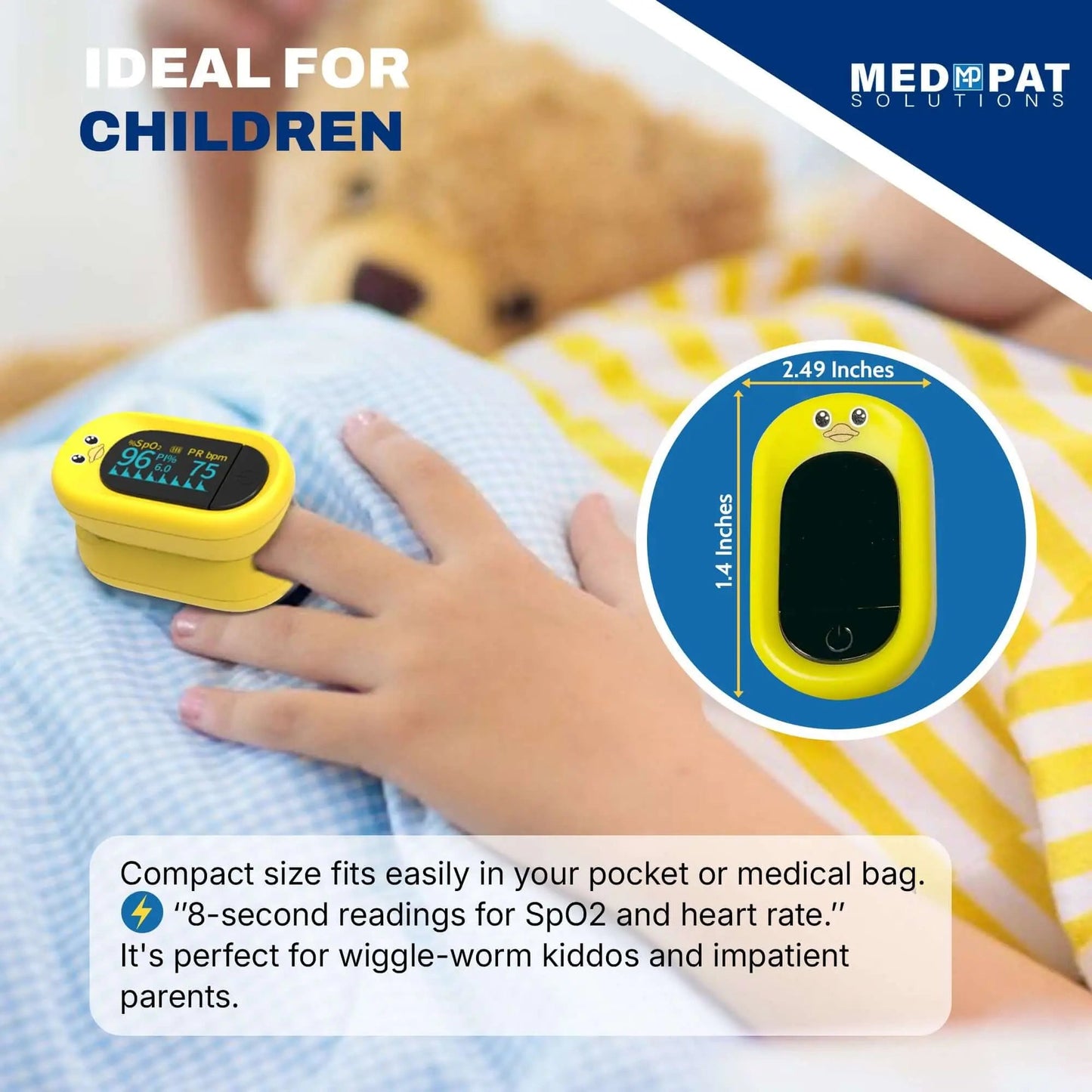 Med-Pat “Ducky” PXC-1 Kids Pulse Oximeter – FDA Approved